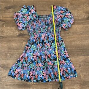 Floral Print Midi Dress with Puff Sleeves